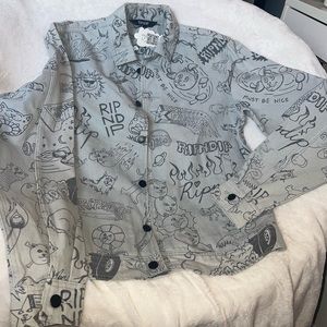 Rip N Dip Light Denim Unique Printed Graphic Botton Jacket